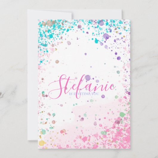 Uitnodiging voor verjaardagsfeestjes voor kleurrij (Achterkant)