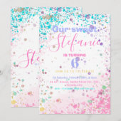 Uitnodiging voor verjaardagsfeestjes voor kleurrij (Voorkant / Achterkant)