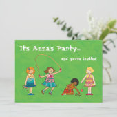 Uitnodiging voor verjaardagsfeestjes voor meisjes (Staand voorkant)