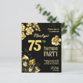 Uitnodiging voor verjaardagsfeestjes voor zwarte e (Staand voorkant)