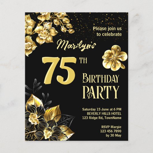 Uitnodiging voor verjaardagsfeestjes voor zwarte e (Voorkant)