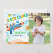 Uitnodiging voor verjaardagsfoto met waterpistool (Voorkant)