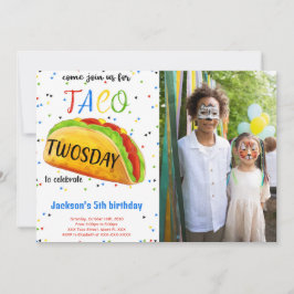 Uitnodiging voor verjaardagsfoto taco bewerkbaar
