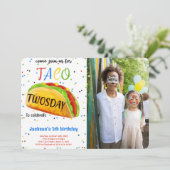Uitnodiging voor verjaardagsfoto taco bewerkbaar (Staand voorkant)