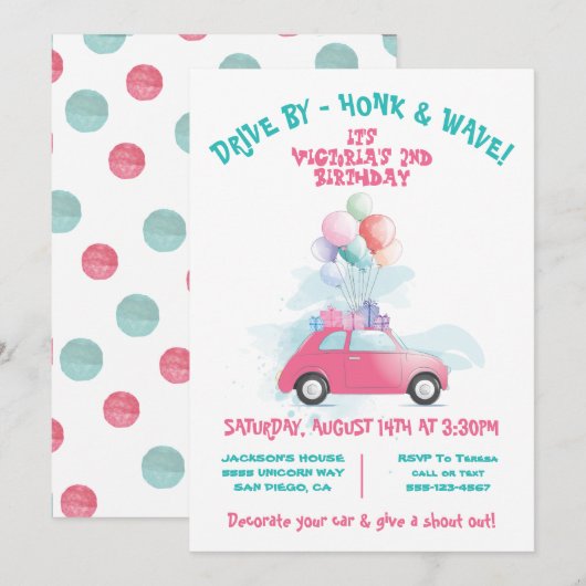 Uitnodiging voor verjaardagsparade (Voorkant / Achterkant)