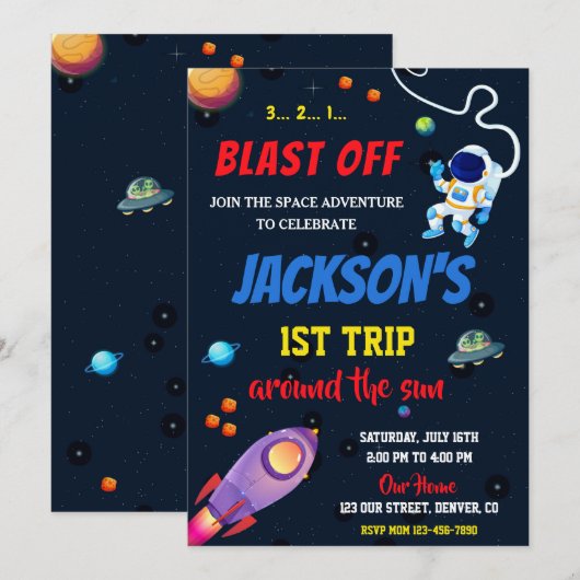 Uitnodiging voor verjaardagsruimte (Voorkant / Achterkant)