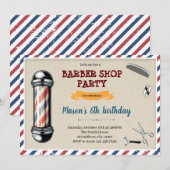 Uitnodiging voor verjaardagsthema oude stijl barbe (Voorkant / Achterkant)