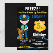 Uitnodiging voor verjaardagsuitnodiging van politi (Voorkant / Achterkant)