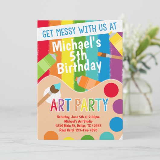 Uitnodiging voor verjaardagsuitnodiging voor schil (Staand voorkant)