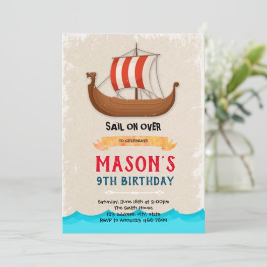 Uitnodiging voor verjaardagsvaartuigen (Staand voorkant)