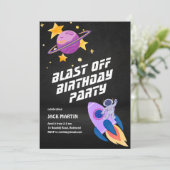 Uitnodiging voor verjaardagsverjaardag met ruimtet (Staand voorkant)