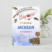 Uitnodiging voor verjaardagsvisfeestje om zelf aan (Staand voorkant)