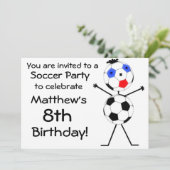 Uitnodiging voor verjaardagsvoetbalfeest (Staand voorkant)