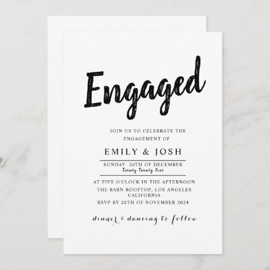 Uitnodiging voor verloving  (Voorkant / Achterkant)