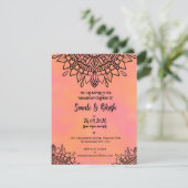 Uitnodiging voor verloving Mandala Roze & Oranje K (Staand voorkant)