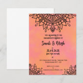 Uitnodiging voor verloving Mandala Roze & Oranje K (Voorkant / Achterkant)