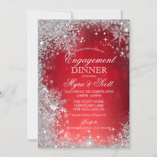 Uitnodiging voor verlovingsdiner in de wintervakan (Voorkant)