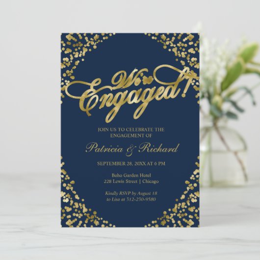 Uitnodiging voor verlovingsfeest 'Blauw wij zijn v (Staand voorkant)