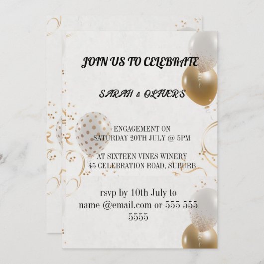 Uitnodiging voor verlovingsfeest, handgetekende Sj (Voorkant / Achterkant)