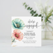 Uitnodiging voor verlovingsfeest met aquarelontwer (Staand voorkant)