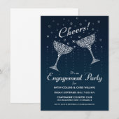 Uitnodiging voor verlovingsfeest met champagnekree (Voorkant / Achterkant)