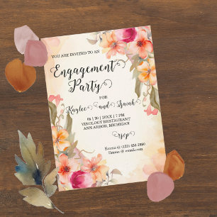 Uitnodiging voor verlovingsfeest met herfstbloemen