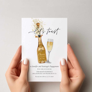 Uitnodiging voor verlovingsfeest met 'Let's Toast'