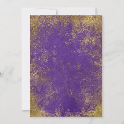 Uitnodiging voor verlovingsfeest met paarse goudli (Achterkant)