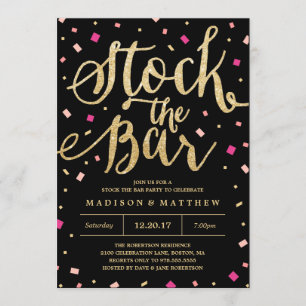 Uitnodiging voor verlovingsfeest met 'Stock the Ba