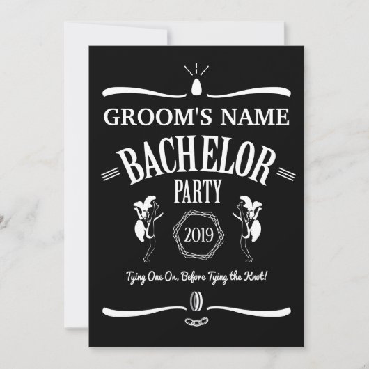 Uitnodiging voor verlovingsfeest met whiskeyfles-t (Voorkant)