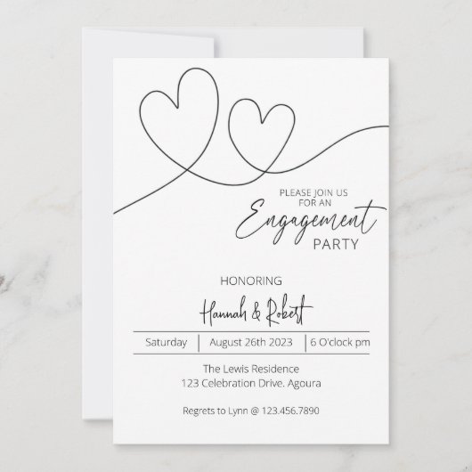 Uitnodiging voor verlovingsfeest, minimalistisch V (Voorkant)