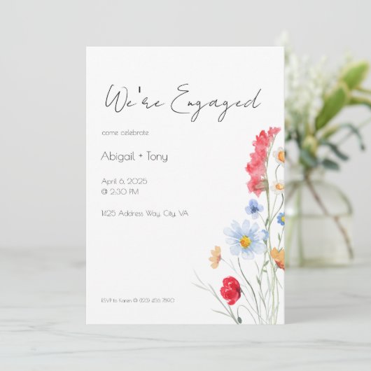 Uitnodiging voor verlovingsfeest, minimalistische  (Staand voorkant)