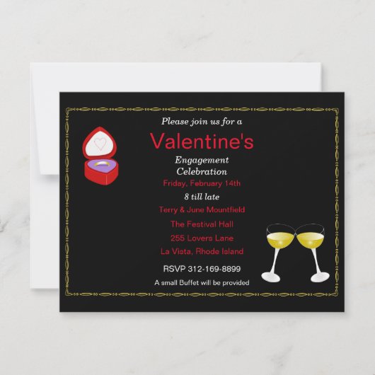 Uitnodiging voor verlovingsfeestje op Valentijnsda (Voorkant)