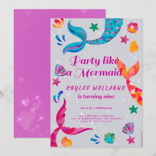 uitnodiging voor vermaid verjaard (Voorkant / Achterkant)