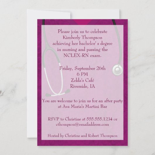 Uitnodiging voor verpleegkundig Afstuderen (Achterkant)