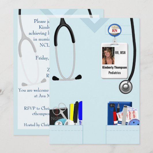 Uitnodiging voor verpleegkundig Afstuderen (Voorkant / Achterkant)
