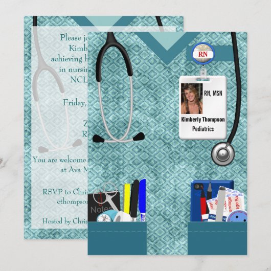 Uitnodiging voor verpleegkundig Afstuderen (Voorkant / Achterkant)