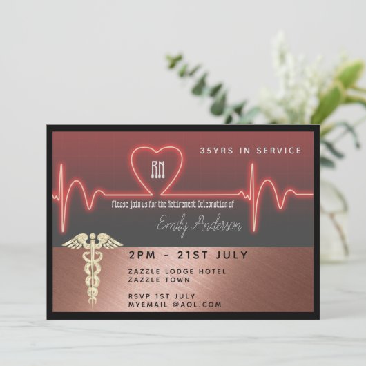 Uitnodiging voor verpleegsterpensioen - Rose Goud  (Staand voorkant)