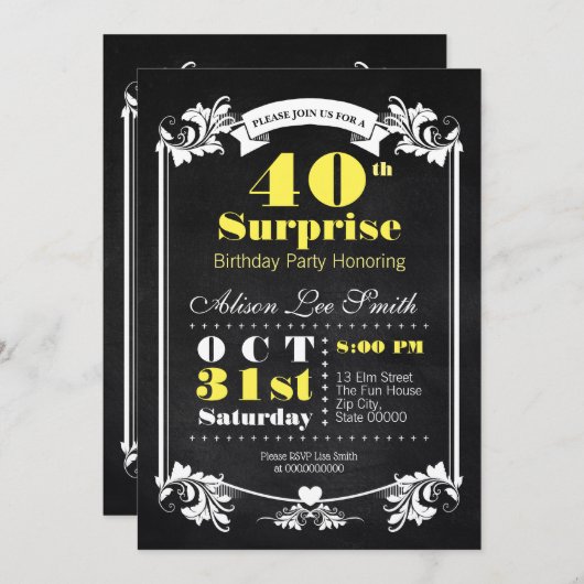 Uitnodiging voor verrassingsfeest (Voorkant / Achterkant)