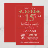 Uitnodiging voor verrassingsfeestje 15e verjaardag (Voorkant / Achterkant)