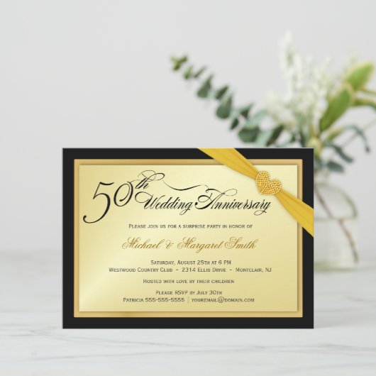 Uitnodiging voor verrassingsfeestje 50e trouwdag j (Staand voorkant)