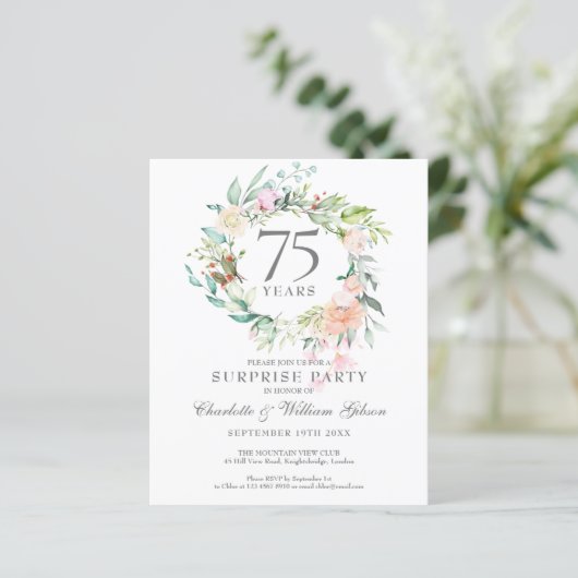 Uitnodiging voor verrassingsfeestje 75-jarig jubil (Staand voorkant)
