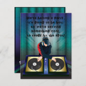 Uitnodiging voor verrassingsfeestje DJ Bachelor Ba (Voorkant / Achterkant)