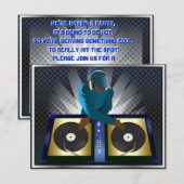 Uitnodiging voor verrassingsfeestje van DJ Bachelo (Voorkant / Achterkant)