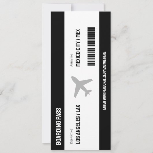 Uitnodiging voor verrassingsinstapkaart voor vlieg (Achterkant)