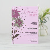 Uitnodiging voor verse Lila Paarse wilde bloemen (Staand voorkant)