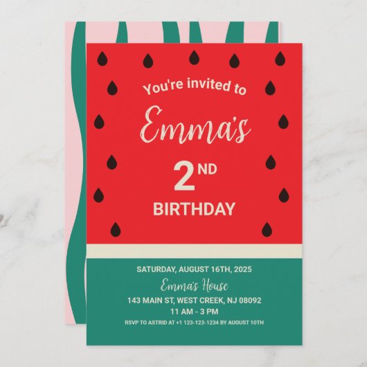 Uitnodiging voor verse watermeloen (Voorkant / Achterkant)