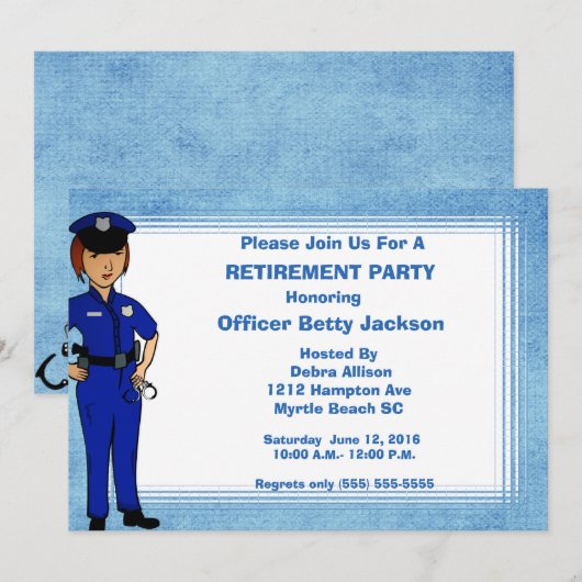 Uitnodiging voor vervroegde uittreding Lady Police (Voorkant / Achterkant)