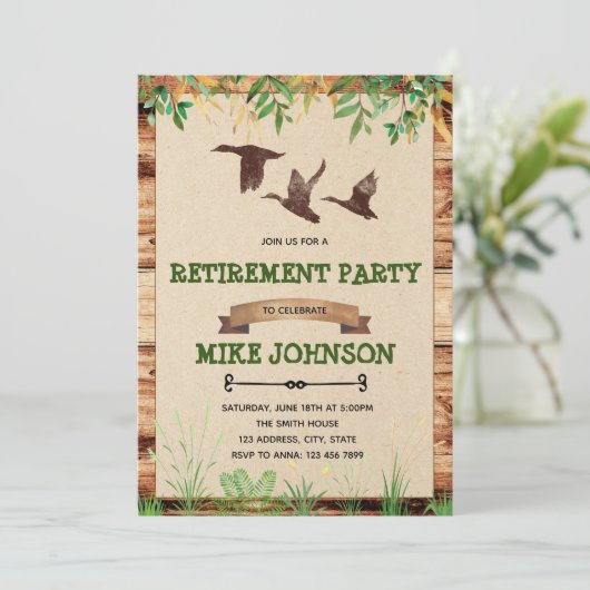 Uitnodiging voor vervroegde-uittredingspartij voor (Staand voorkant)