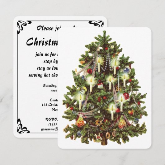 uitnodiging voor Victoriaans kerstboomfeestdagen (Voorkant / Achterkant)